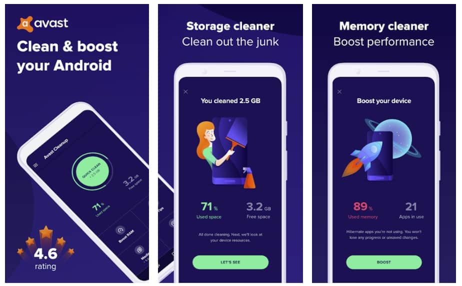 Fitur Avast Cleanup & Boost, Phone Cleaner, Optimizer