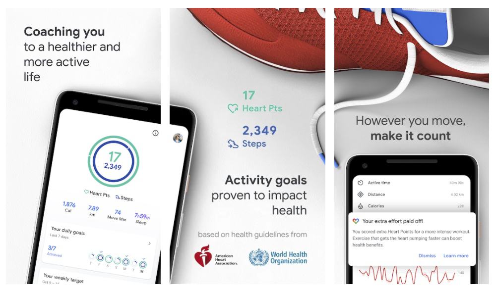 Tampilan dan fitur Google Fit Health and Activity Tracking