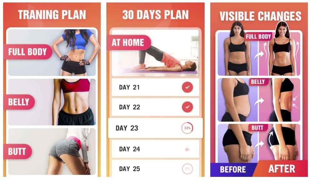 Tampilan dan fitur Lose Weight at Home Home Workout in 30 Days